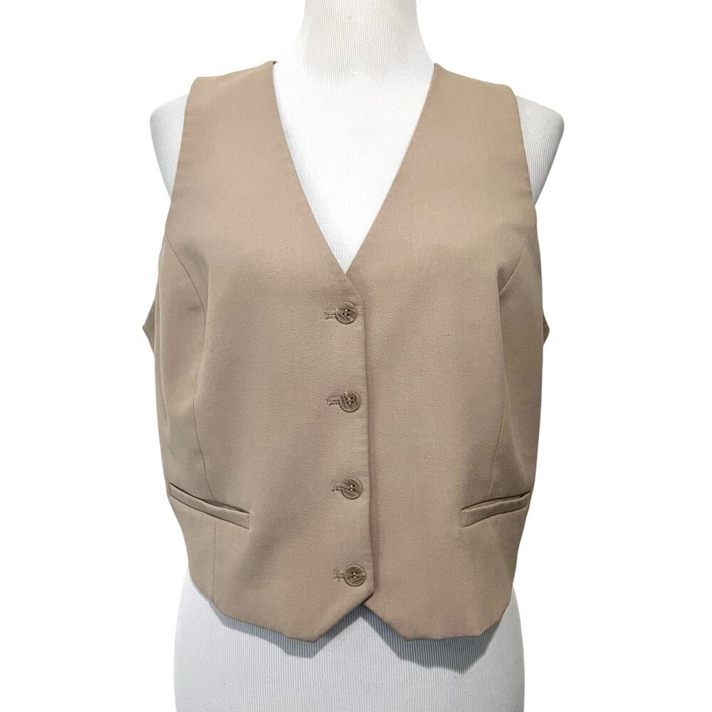 H&M Women's Button Vest Beige Classic, Sz Large